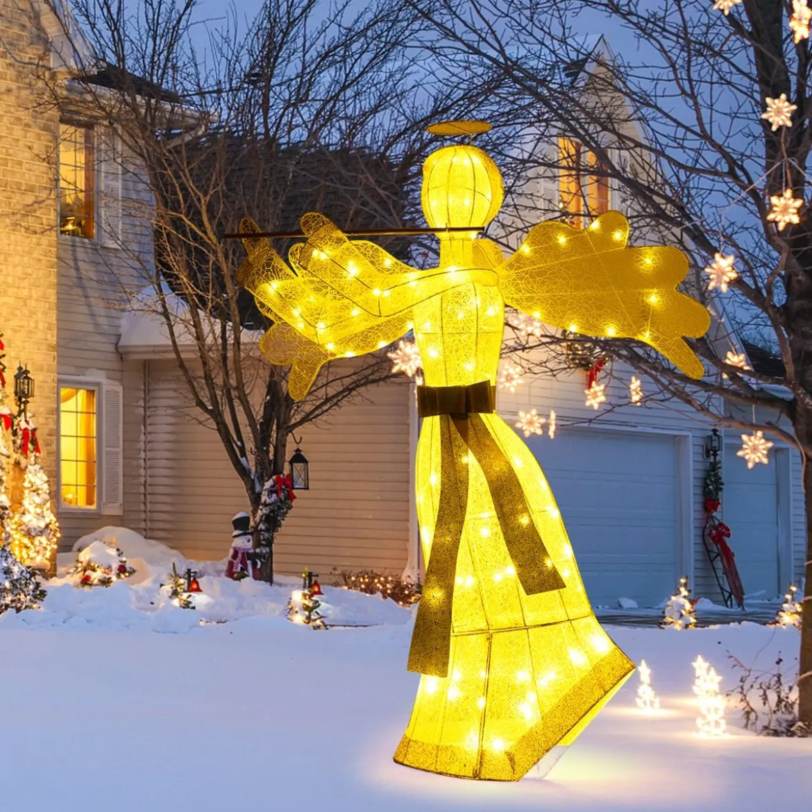 Beleuchteter Weihnachtsengel mit 100 LED-Lichtern 3-Dimensionale Engelsfigur Weihnachtsdeko