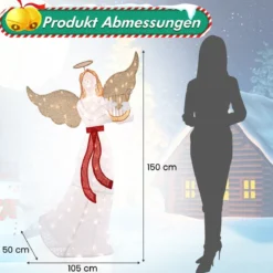 Beleuchteter Weihnachtsengel mit Harfe & 120 Warmweißen LED-Lichtern Weihnachtsdeko