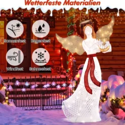 Beleuchteter Weihnachtsengel mit Harfe & 120 Warmweißen LED-Lichtern Weihnachtsdeko