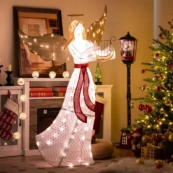 Beleuchteter Weihnachtsengel mit Harfe & 120 Warmweißen LED-Lichtern Weihnachtsdeko
