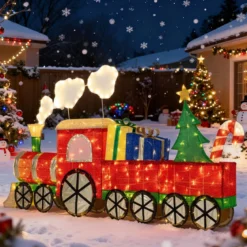 Beleuchteter Zug Set mit Realistischem Rauch Weihnachtszug mit Weihnachtsbaum & LED-Lichter
