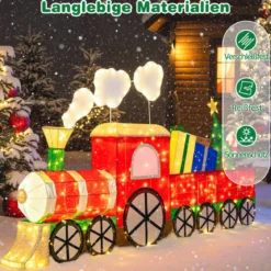 Beleuchteter Zug Set mit Realistischem Rauch Weihnachtszug mit Weihnachtsbaum & LED-Lichter