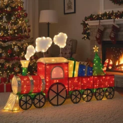 Beleuchteter Zug Set mit Realistischem Rauch Weihnachtszug mit Weihnachtsbaum & LED-Lichter
