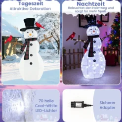 Beleuchtete Weihnachtsdekoration Schneemann mit roten Vögeln 99 x 16 x 127 cm Weiß