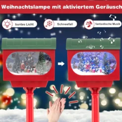 Beleuchtete Weihnachtsstraßenlampe 150cm rote Weihnachtslaterne mit Musik