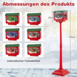 Beleuchtete Weihnachtsstraßenlampe 150cm rote Weihnachtslaterne mit Musik