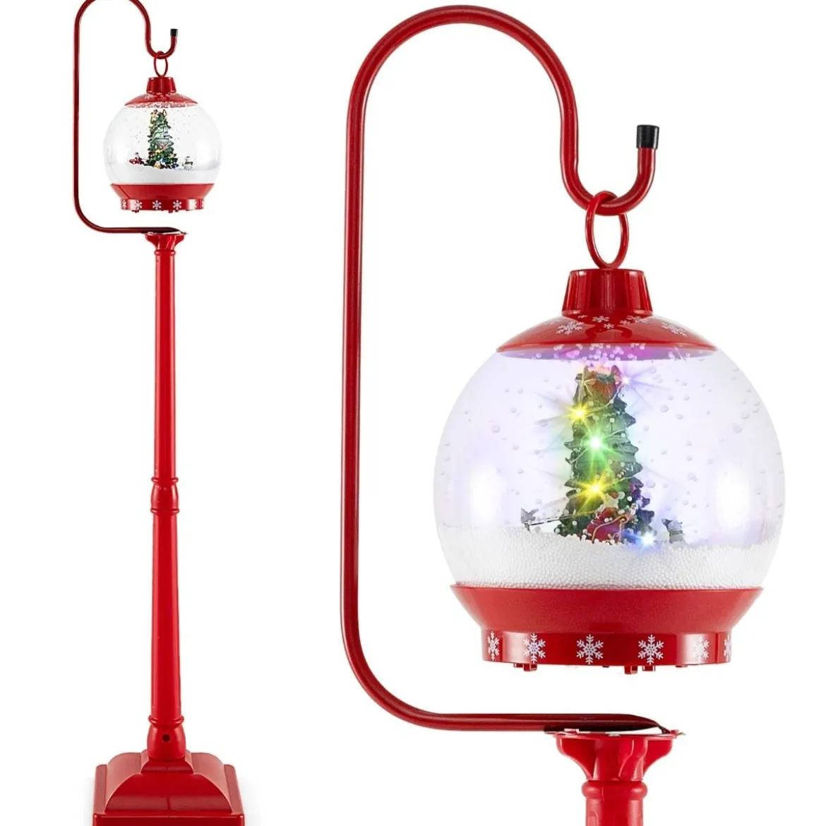 Beleuchtete Weihnachtsstraßenlampe 173cm rote Weihnachtslaterne mit Musik Rot