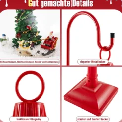 Beleuchtete Weihnachtsstraßenlampe 173cm rote Weihnachtslaterne mit Musik Rot