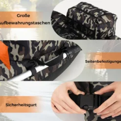 Belly Boat mit Schultergurten & Handpumpe & Paddel & Rutenhalter Belly Boot Angelboot Grün