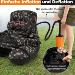Belly Boat mit Schultergurten & Handpumpe & Paddel & Rutenhalter Belly Boot Angelboot Grün
