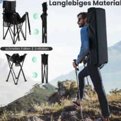 Übergroße Campingstühle mit Tisch & 2 Getränkehaltern & Aufbewahrungstasche Klappstühle