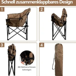 Übergroßer Campingstuhl mit Getränkehalter & Hoher Rückenlehne Faltbares Campingsofa Belastbarkeit bis 200 KG