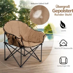 Übergroßer Campingstuhl mit Getränkehalter & Hoher Rückenlehne Faltbares Campingsofa Belastbarkeit bis 200 KG