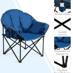 Übergroßer Campingstuhl mit Getränkehalter & Hoher Rückenlehne Faltbares Campingsofa Belastbarkeit bis 200 KG