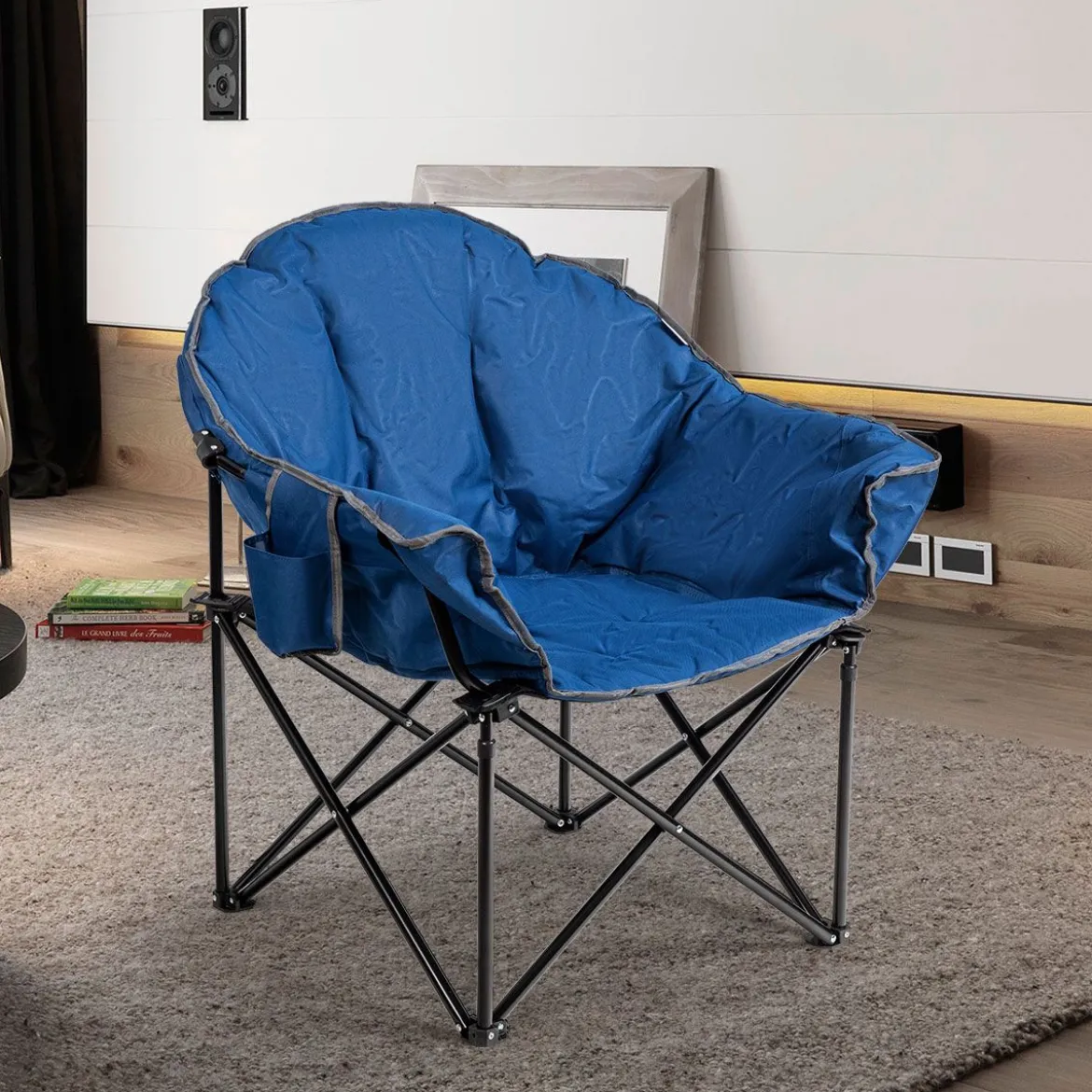 Übergroßer Campingstuhl mit Getränkehalter & Hoher Rückenlehne Faltbares Campingsofa Belastbarkeit bis 200 KG