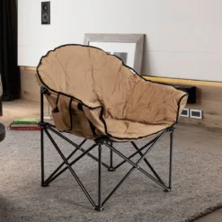 Übergroßer Campingstuhl mit Getränkehalter & Hoher Rückenlehne Faltbares Campingsofa Belastbarkeit bis 200 KG