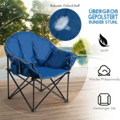Übergroßer Campingstuhl mit Getränkehalter & Hoher Rückenlehne Faltbares Campingsofa Belastbarkeit bis 200 KG