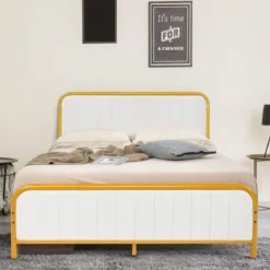 Überzogenes Doppelbett mit gepolstertem Kopfteil geräuschfreie Matratzen-Grundlage