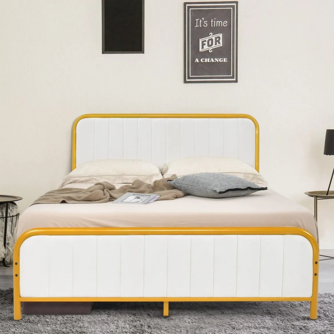 Überzogenes Doppelbett mit gepolstertem Kopfteil geräuschfreie Matratzen-Grundlage