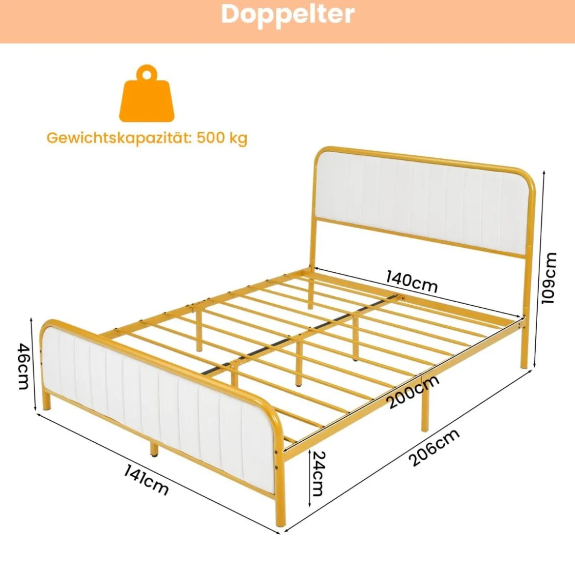 Überzogenes Doppelbett mit gepolstertem Kopfteil geräuschfreie Matratzen-Grundlage