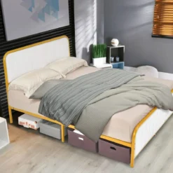 Überzogenes Doppelbett mit gepolstertem Kopfteil geräuschfreie Matratzen-Grundlage