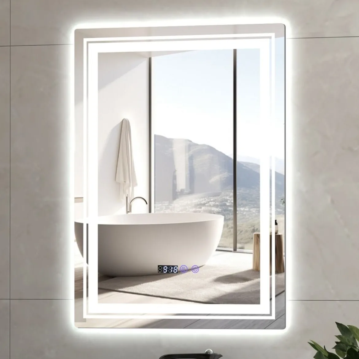 Beschlagfreier LED-Badezimmerspiegel mit 3 Lichtfarben & Memory-Funktion Beleuchteter Wandspiegel