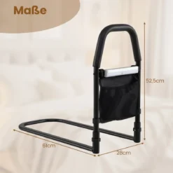 Bett Aufstehhilfe mit LED-Sensorlicht & Tasche & Rutschfestem Handgriff Bettgitter Schutzgeländer