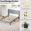 Bettgestell für 200 x 140 cm Matratze Gepolstertes Doppelbettgestell Plattformbett mit Kopfteil Grau