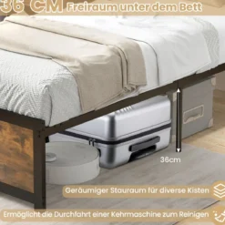 Bettgestell 90 x 200 cm Industrielles Bettrahmen mit Kopfteil & Lattenrost