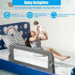 Bettgitter für Kleinkinder klappbares Sicherheitsgitter 105 x 40,5 x 42 cm Dunkelgrau