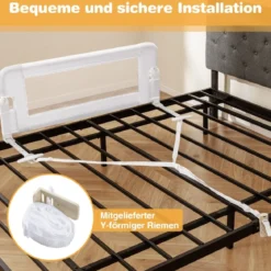 Bettgitter Sicherheitsgitter für Kleinkinder mit weichem Schaumstoff mit Gurt 105 x 40 x 42 cm Weiß