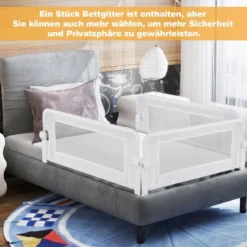Bettgitter Sicherheitsgitter für Kleinkinder mit weichem Schaumstoff mit Gurt 105 x 40 x 42 cm Weiß