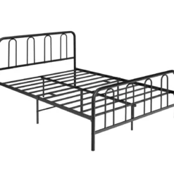 Bettrahmen aus Metall mit Kopf- und Fußteil Modernes Plattformbett 209 x 144 x 101 cm Schwarz
