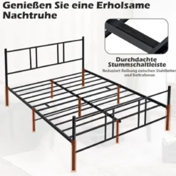 Bettrahmen aus Metall Modernes Plattform-Bettgestell Plattformbett 200 x 140 cm Schwarz