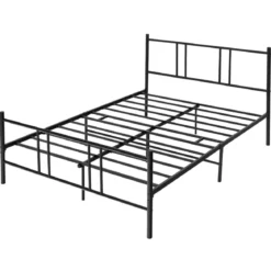 Bettrahmen aus Metall Plattform-Bettgestell mit Kopfteil und Fußteil 200 x 160 cm Schwarz