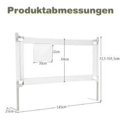 Bettschutzgitter Abschließbar Bettgitter Sicherheitsschiene für Baby 145 x 25 x 101,5 cm Weiß