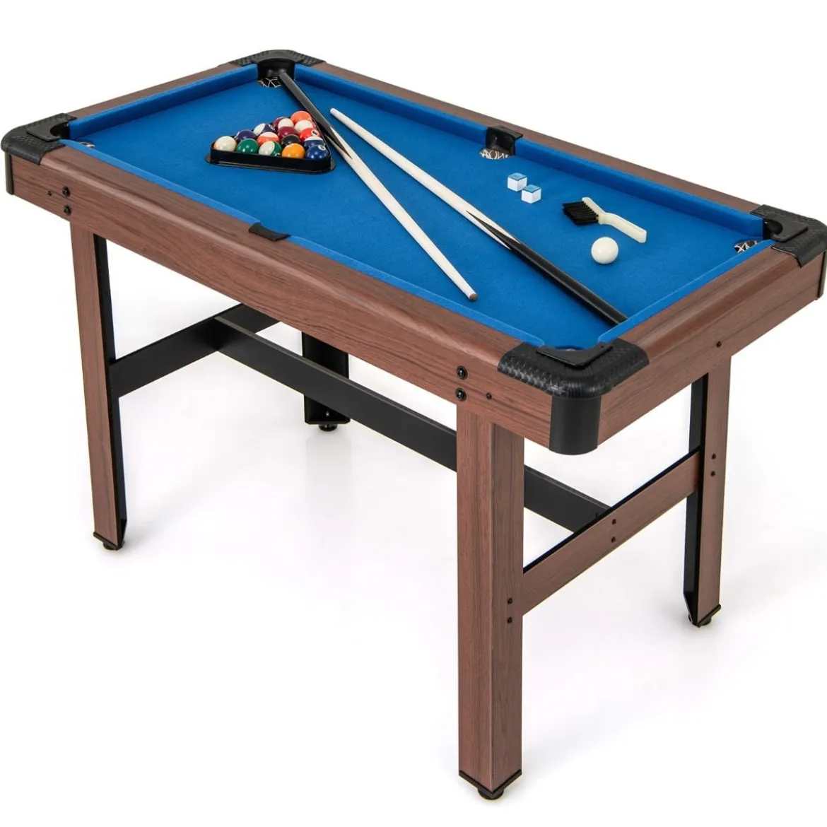 Billardtisch aus Holz mit 2 Queues 2 Kreiden & Dreieck & Bürste Billlard Tisch Tischbillard