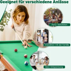 Billardtisch Klappbar Billiard Tisch inkl. 2 Queues 16 Billard 2 Kreiden 138 x 67 x 79,5 cm