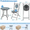 Bistrotisch mit 2 Stühlen Mosaik Bistroset klappbar 3-teiliges Balkonset Blau