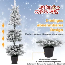 Bleistift Weihnachtsbaum mit Schnee Tannenbaum künstlich mit Beleuchtung 180 cm