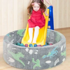 Bällebad für Babys mit Abnehmbarem Bezug im Dunkeln Leuchtendes Rundes Spielbecken