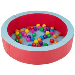 Bällebad mit 50 Ozeanbällen 113 x 113 x 26 cm rundes Ballbecken aus Schaumstoff Rot