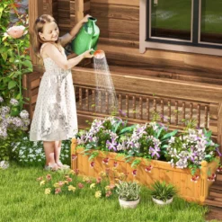 Blumenkasten aus Tannenholz Pflanzkasten mit 4-Ecken-Entwässerung 110 x 40 x 35 cm