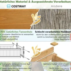 Blumenkasten aus Tannenholz Pflanzkasten mit 4-Ecken-Entwässerung 110 x 40 x 35 cm