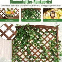 Blumenkasten Hochbeet aus Tannenholz Pflanzkasten mit Rankgitter für Kletterpflanzen
