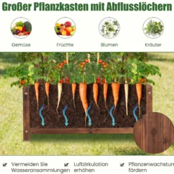 Blumenkasten Hochbeet aus Tannenholz Pflanzkasten mit Rankgitter für Kletterpflanzen