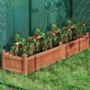 Blumenkasten Hochbeet Holz Pflanzkasten mit Trennwand Entwässerungslöchern & Vliesstofffolie Gartenbeet Pflanzbeet 227 x 59,5 x 40 cm Braun