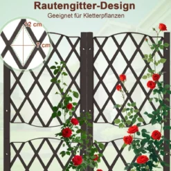 Blumenkasten mit Rankgitter Pflanzkasten für Kletterpflanzen Hochbeet mit Spalier 80 x 40 x 122 cm Braun