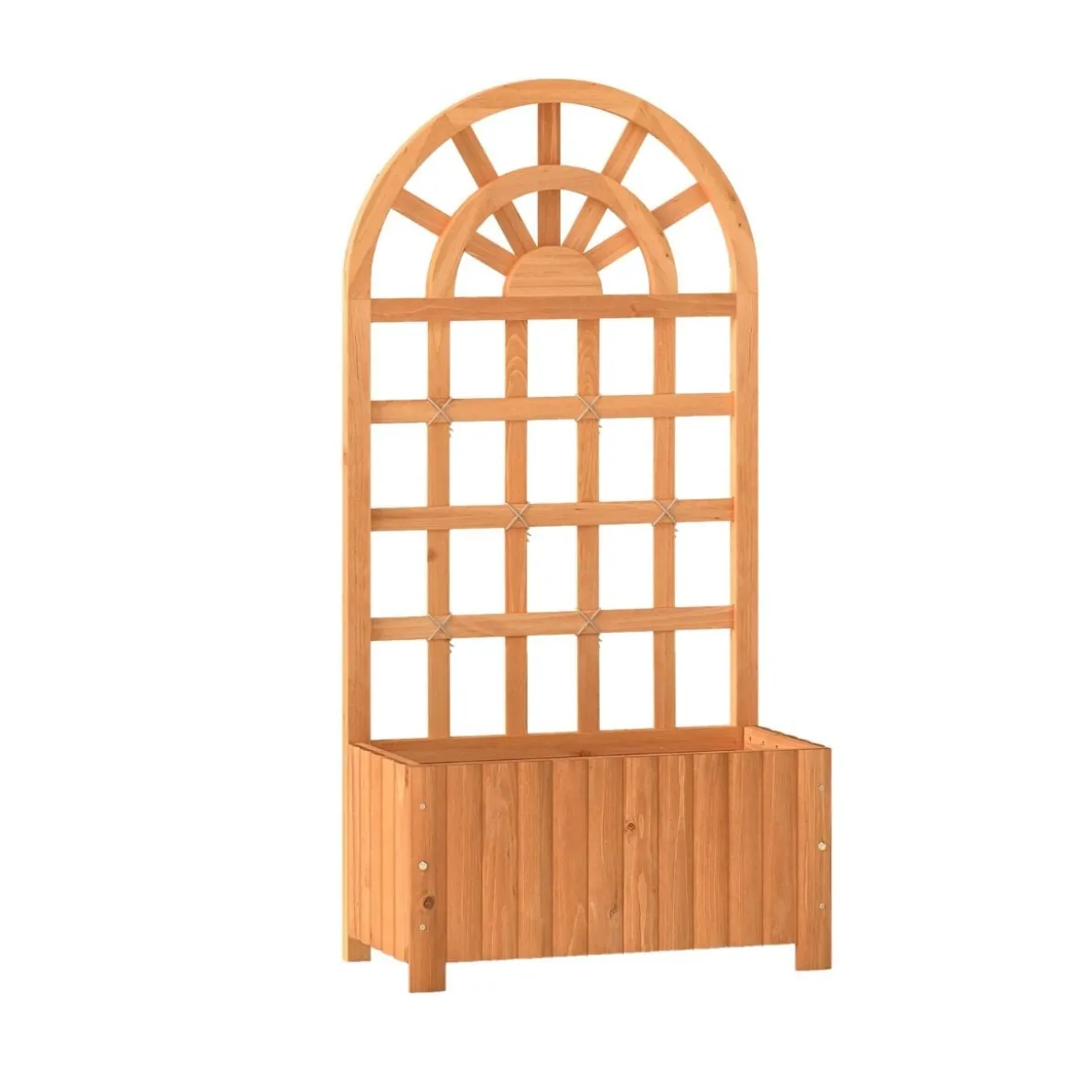Blumenkasten mit Rankgitter & Spalier & Entwässerung Pflanzkasten für Kletterpflanzen Braun
