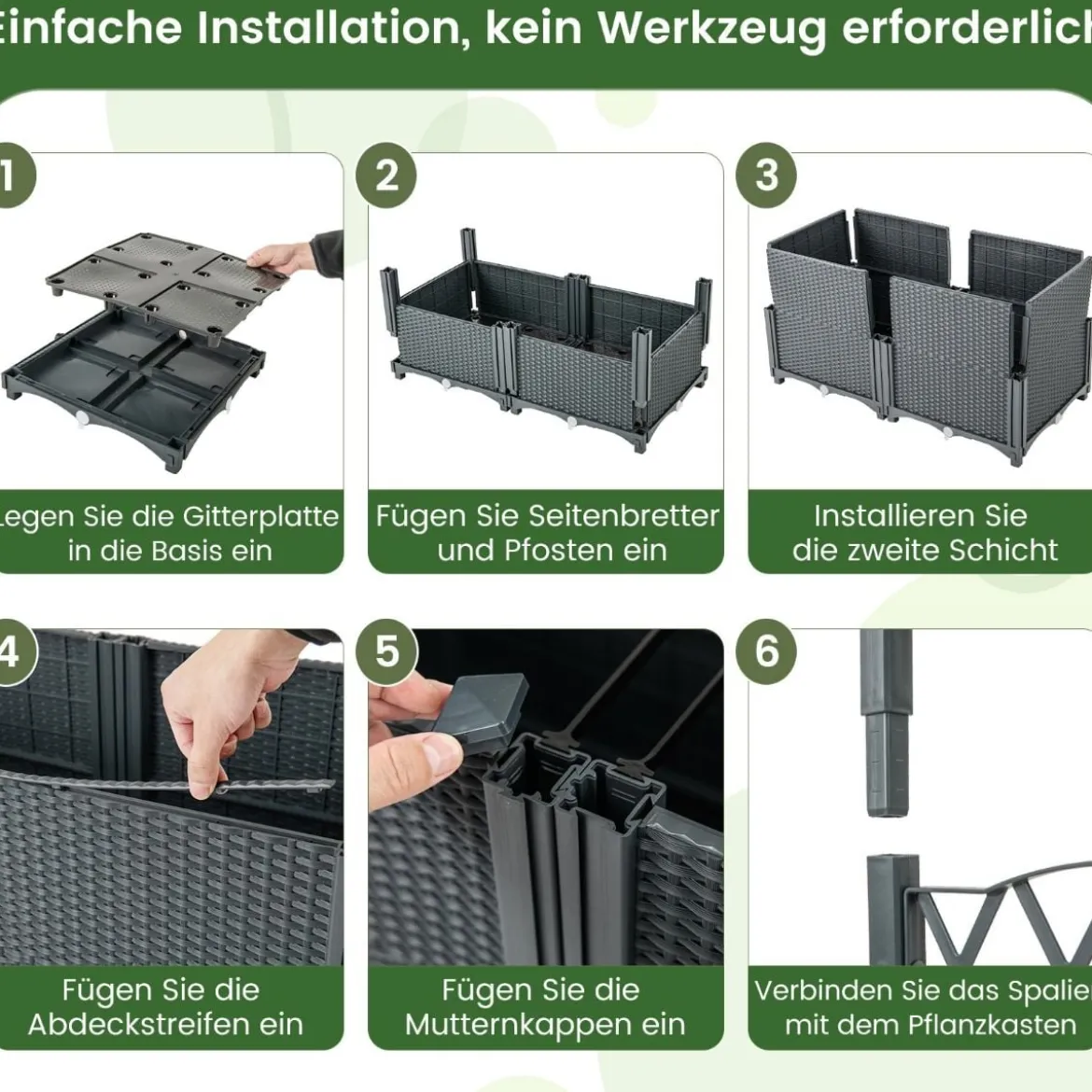 Blumenkasten mit Rankgitter Pflanzkasten für Kletterpflanzen 80 x 40 x 140 cm Kaffee/Grau